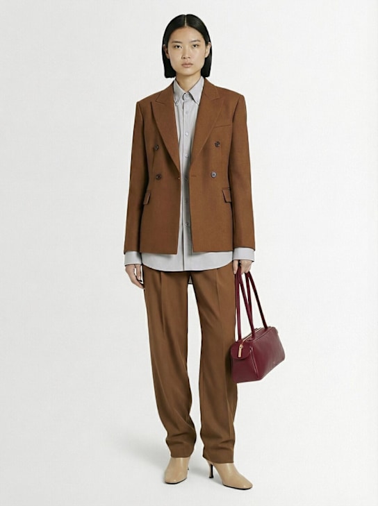 The Frankie Shop: Doyer acetate blend pleated pants - women_1 | Luisa Via Roma