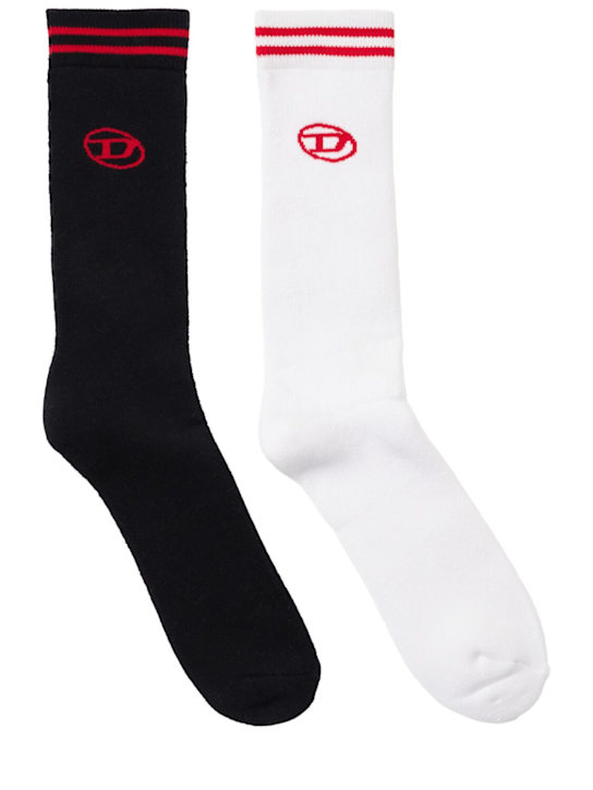 Diesel Kids: 2-pack of cotton blend socks - Schwarz/Weiß - kids-boys_0 | Luisa Via Roma