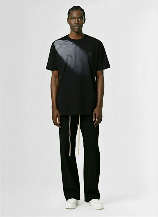 MM6 Maison Margiela: Short-sleeve cotton t-shirt - Black - men_1 | Luisa Via Roma