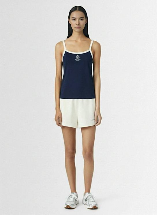 Sporty & Rich: Syracuse Disco cotton shorts - White - women_1 | Luisa Via Roma