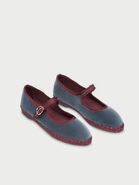 Flabelus: Georgina velvet Mary Jane flats - Grey/Bordeaux - women_1 | Luisa Via Roma