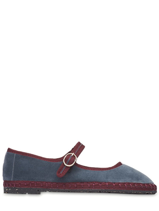 Flabelus: Georgina velvet Mary Jane flats - Grey/Bordeaux - women_0 | Luisa Via Roma