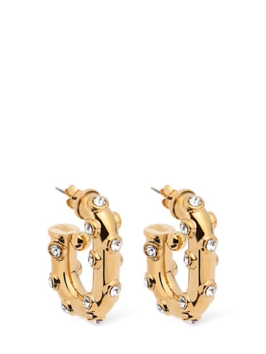 Rabanne: Crystal hoop earrings - Gold - women_0 | Luisa Via Roma
