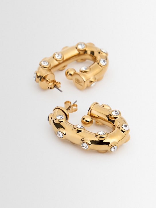 Rabanne: Crystal hoop earrings - Gold - women_1 | Luisa Via Roma