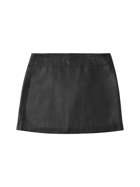 Diesel Kids: Coated fabric mini skirt - Black - kids-girls_0 | Luisa Via Roma