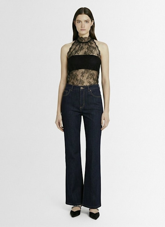 McQueen: Floral lace halter top - Black - women_1 | Luisa Via Roma