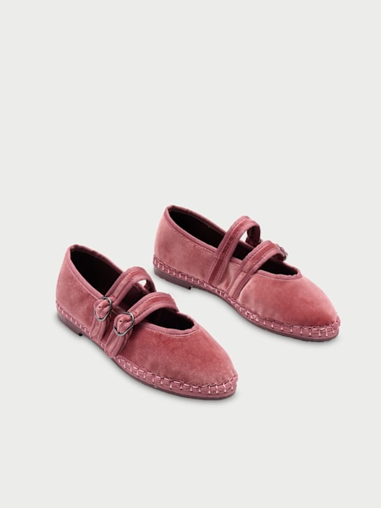 Flabelus: Claire velvet Mary Jane flats - Pink - women_1 | Luisa Via Roma