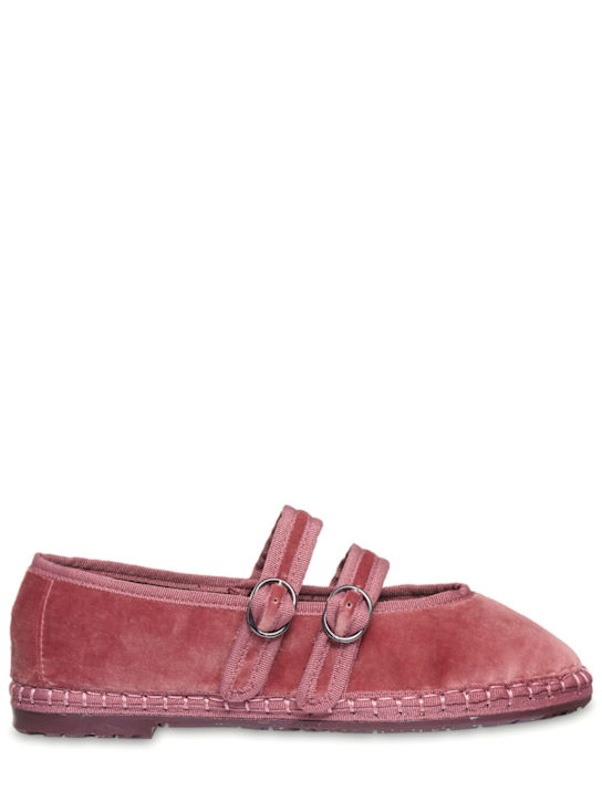 Flabelus: Claire velvet Mary Jane flats - Pink - women_0 | Luisa Via Roma