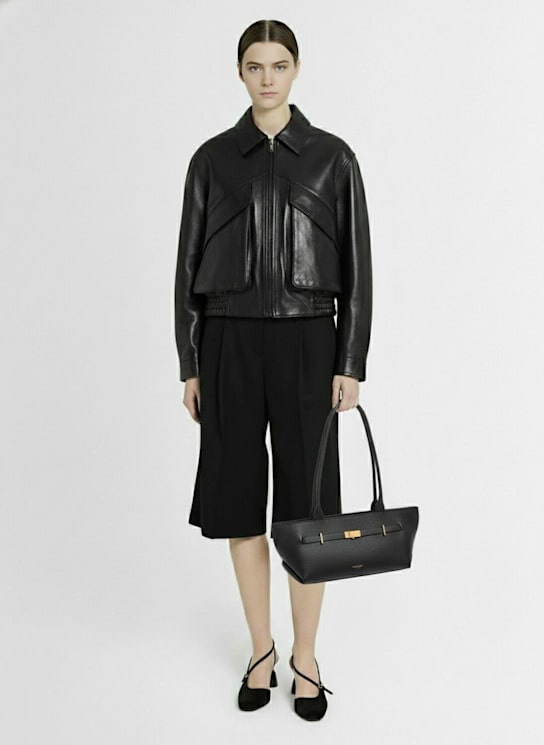 DeMellier: The New York grain leather shoulder bag - Black - women_1 | Luisa Via Roma