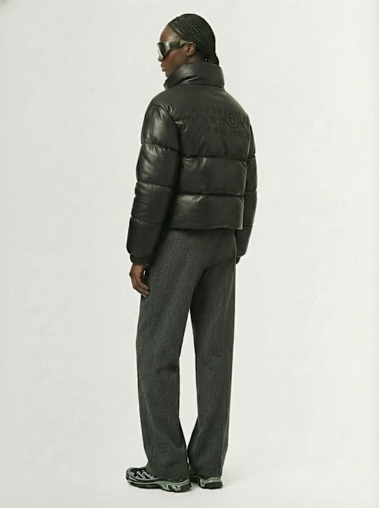 MM6 Maison Margiela: Faux leather down jacket - women_1 | Luisa Via Roma