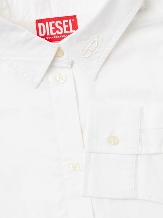 Diesel Kids: Cropped cotton shirt - Bianco - kids-girls_1 | Luisa Via Roma