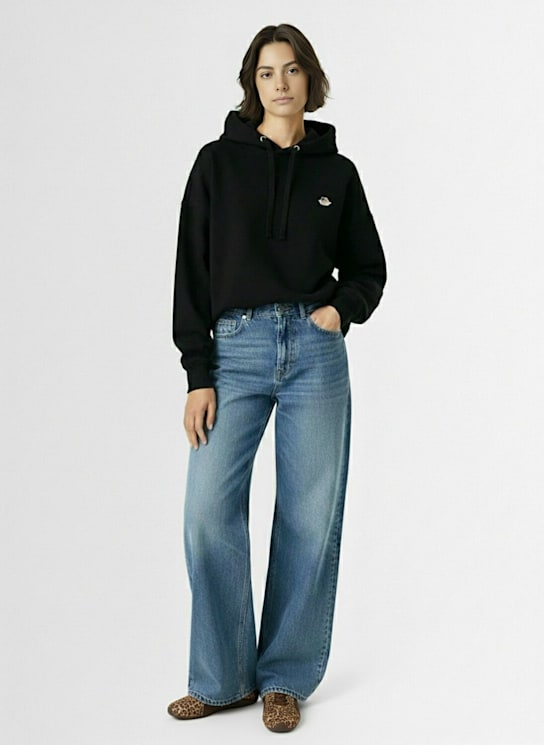 Fiorucci: Angel patch relaxed fit hoodie - Black - women_1 | Luisa Via Roma