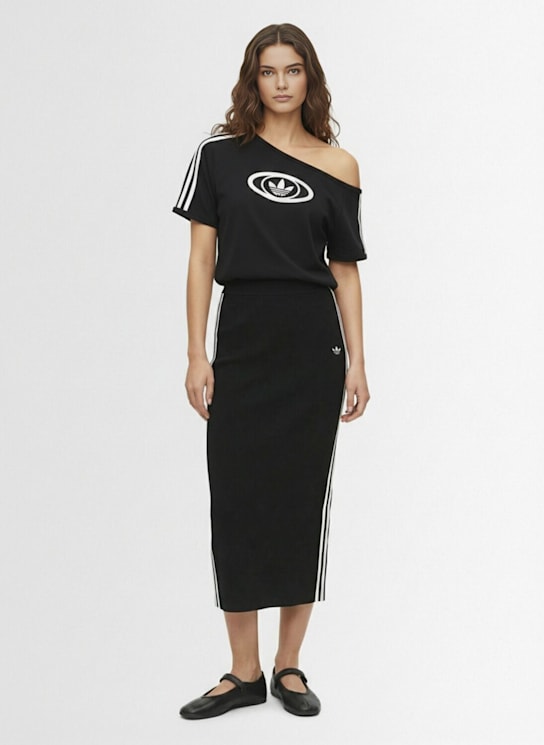 adidas Originals: 3-Stripes knit tube skirt - Black - women_1 | Luisa Via Roma