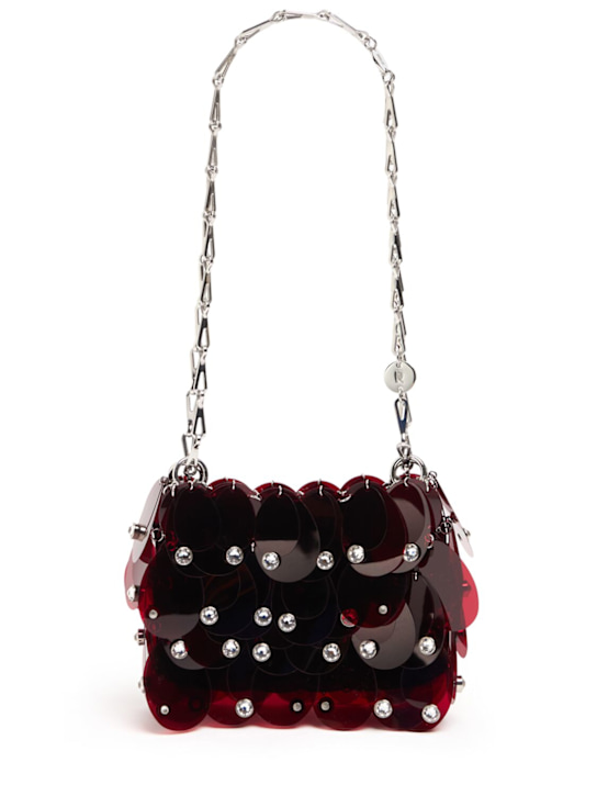 Rabanne: Sac à main sequined bag - Silver/Bordeaux - women_0 | Luisa Via Roma