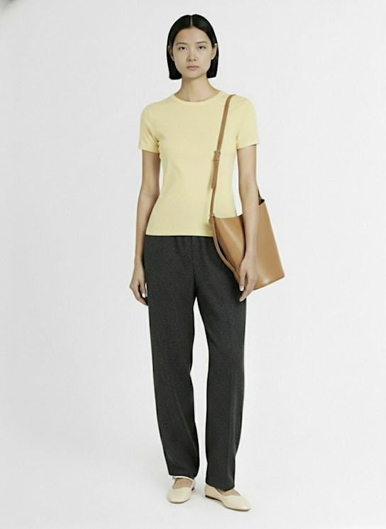 Flore Flore: Camiseta baby de algodón orgánico acanalada - Amarillo Claro - women_1 | Luisa Via Roma