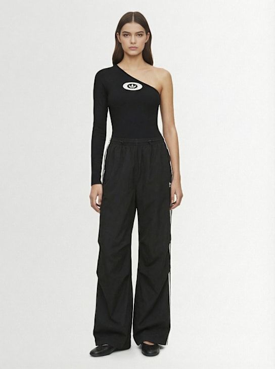 adidas Originals: Teamgeist ruffled track pants - Black - women_1 | Luisa Via Roma