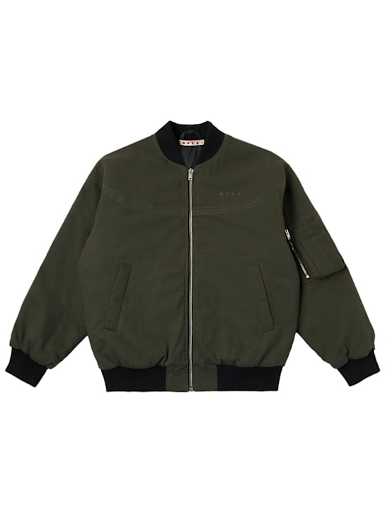 Marni Junior: Cotton denim bomber jacket - Military Green - kids-boys_0 | Luisa Via Roma