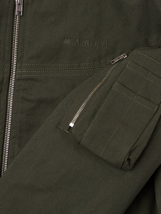 Marni Junior: Cotton denim bomber jacket - Military Green - kids-boys_1 | Luisa Via Roma