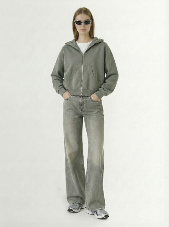 Diesel: 1978 d-akemi mid rise wide jeans - Grey - women_1 | Luisa Via Roma