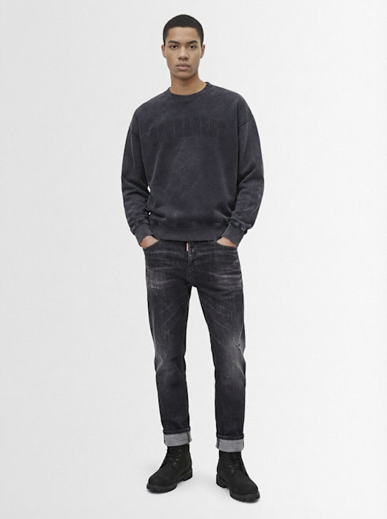 Dsquared2: Loose fit cotton sweatshirt - Charcoal - men_1 | Luisa Via Roma