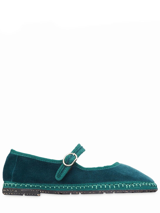 Flabelus: Leonor velvet Mary Jane flats - Green - women_0 | Luisa Via Roma