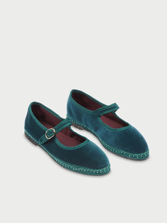 Flabelus: Leonor velvet Mary Jane flats - Green - women_1 | Luisa Via Roma