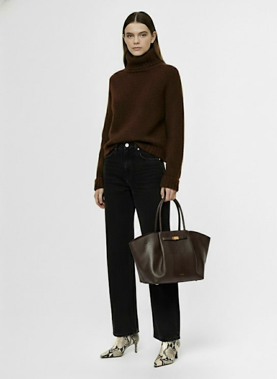 DeMellier: The New York embossed leather tote bag - Espresso Lizard - women_1 | Luisa Via Roma