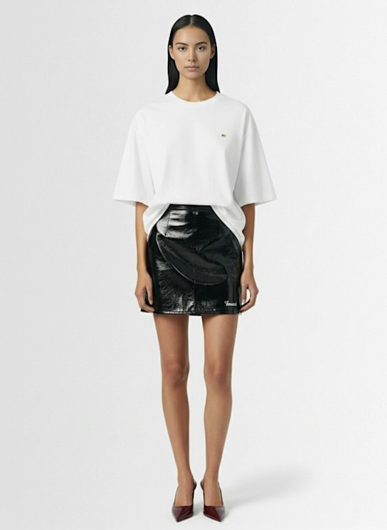Fiorucci: Logo embroidered vinyl mini skirt - women_1 | Luisa Via Roma