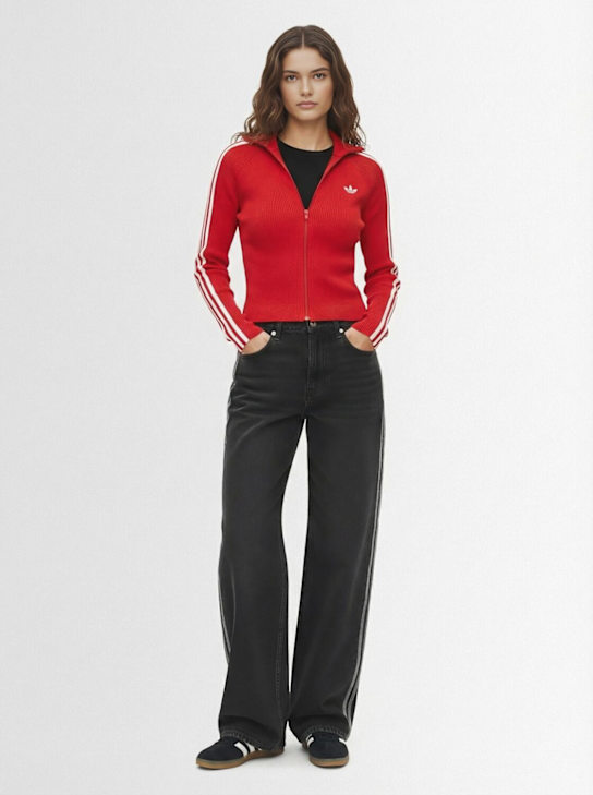 adidas Originals: 3-Stripes slim fit knit track top - Betsca - women_1 | Luisa Via Roma