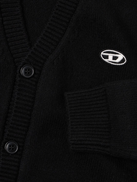 Diesel Kids: Wool blend cardigan - Black - kids-boys_1 | Luisa Via Roma