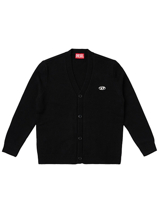 Diesel Kids: Wool blend cardigan - Black - kids-boys_0 | Luisa Via Roma