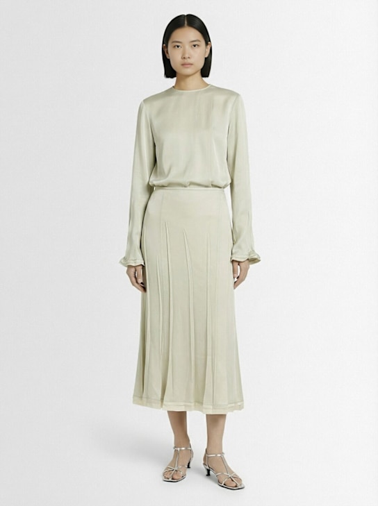Jil Sander: Fluid jersey midi skirt - Light Green - women_1 | Luisa Via Roma