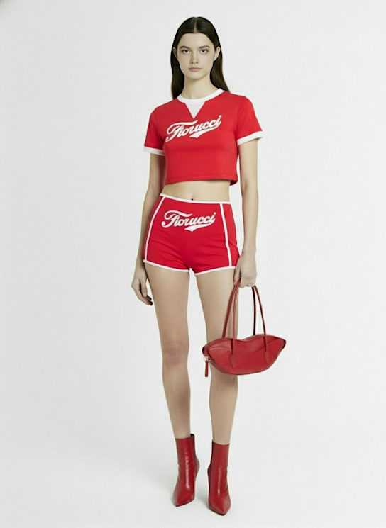 Fiorucci: Varsity logo mini shorts - women_1 | Luisa Via Roma