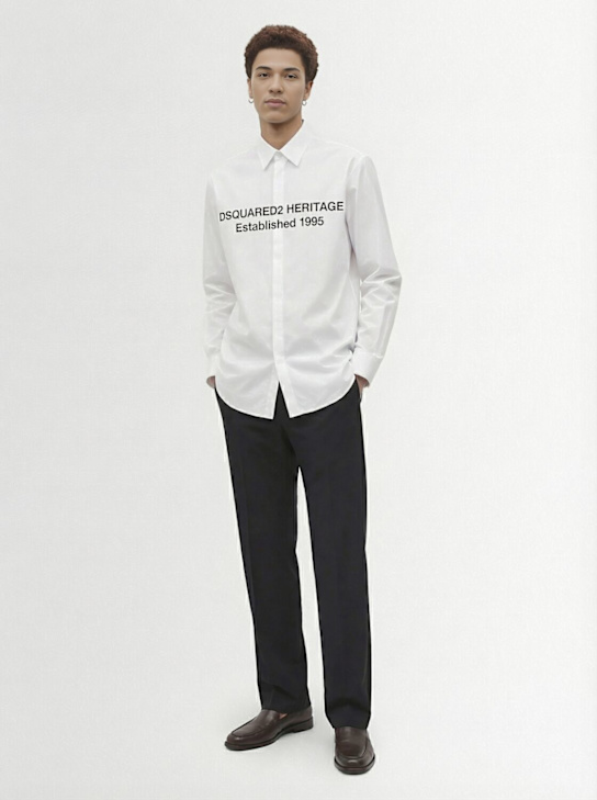 Dsquared2: Heritage logo print shirt - White - men_1 | Luisa Via Roma