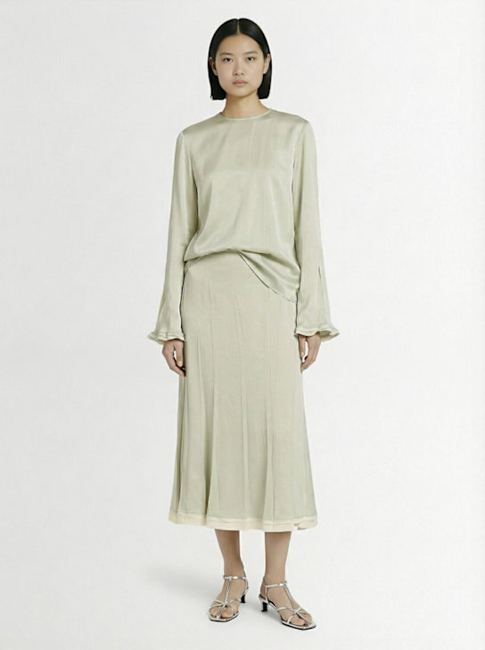 Jil Sander: Long sleeve fluid jersey top - Light Green - women_1 | Luisa Via Roma