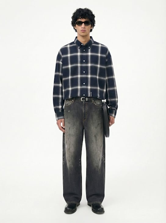 Acne Studios: Long sleeve cotton shirt - Navy/Multi - men_1 | Luisa Via Roma