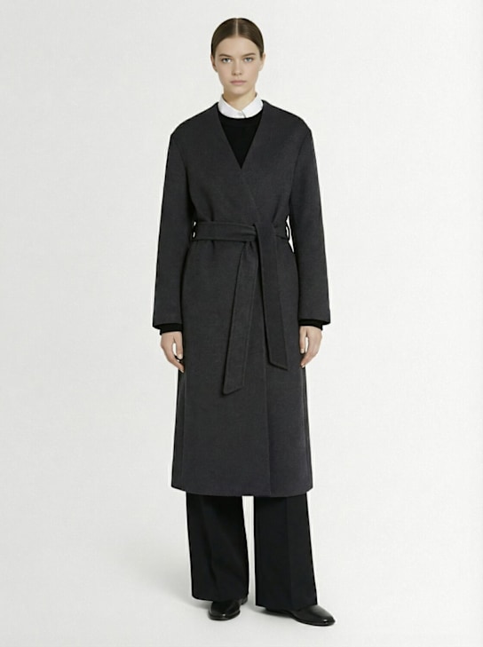 A.EMERY: Veronique belted wool blend long coat - Dark Grey - women_1 | Luisa Via Roma