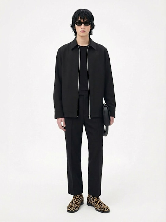 Jil Sander: High waist wool straight pants - ブラック - men_1 | Luisa Via Roma