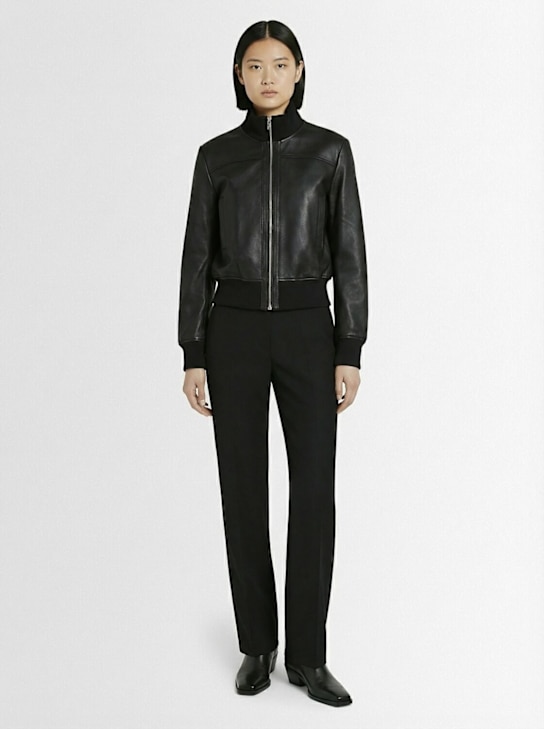 The Frankie Shop: Lenora wool blend straight pants - Black - women_1 | Luisa Via Roma