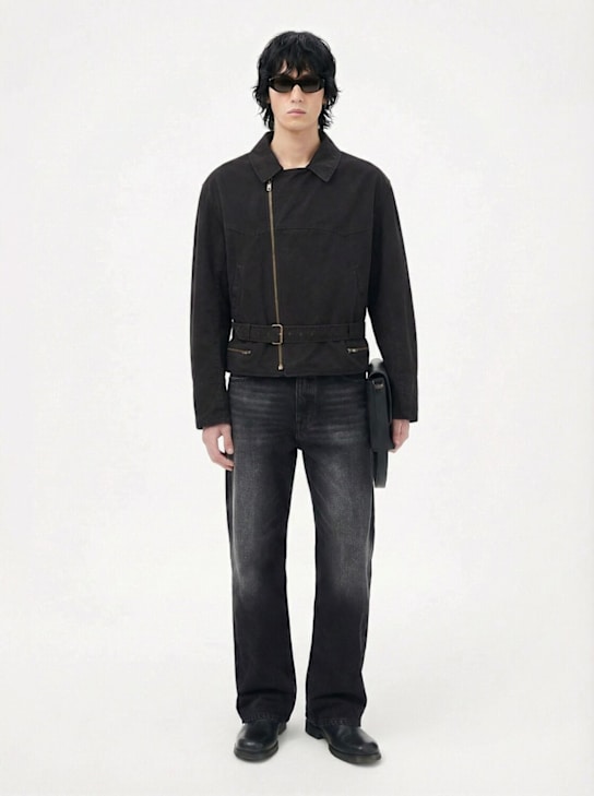 MM6 Maison Margiela: Printed 5-pocket cotton denim jeans - men_1 | Luisa Via Roma