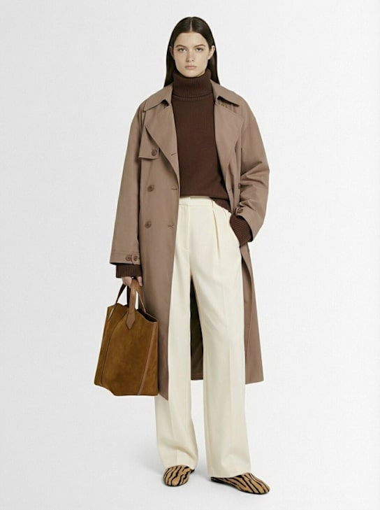 The Frankie Shop: Mavis oversized gabardine trench coat - Brown - women_1 | Luisa Via Roma