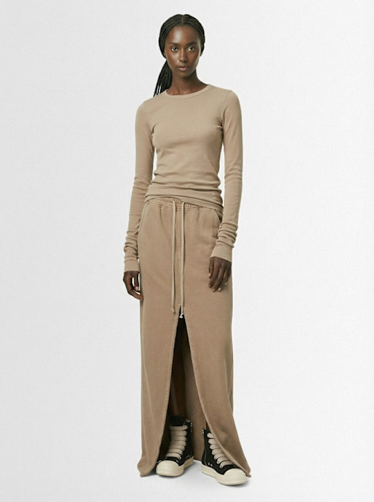 Rick Owens DRKSHDW: Jersey long sleeve t-shirt - Light Grey - women_1 | Luisa Via Roma