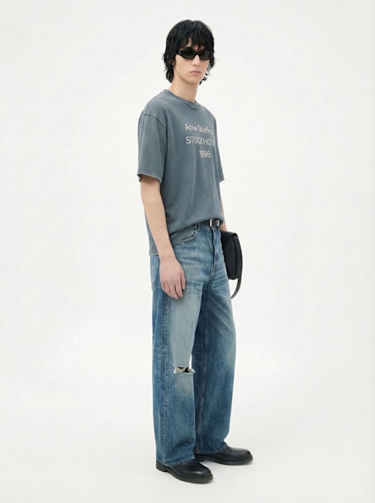 Acne Studios: Exford 1996 cotton blend t-shirt - Dark Blue - men_1 | Luisa Via Roma