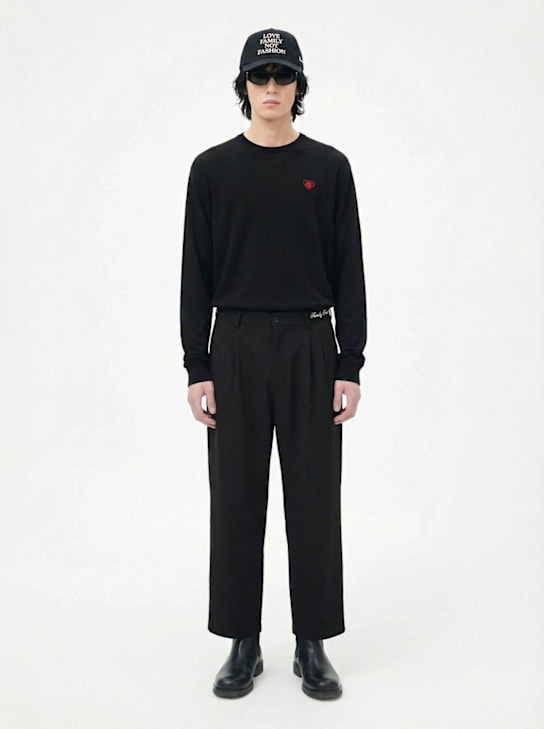 Family First: Wool crewneck sweater - Black - men_1 | Luisa Via Roma