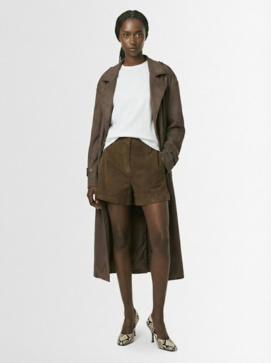 The Frankie Shop: Pembroke faux suede long trench coat - women_1 | Luisa Via Roma