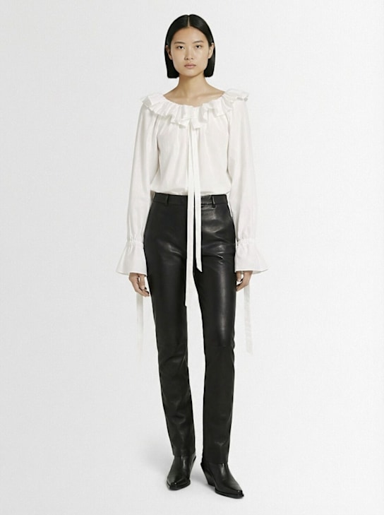 Ann Demeulemeester: Stee ruffled top w/ drawstrings - women_1 | Luisa Via Roma