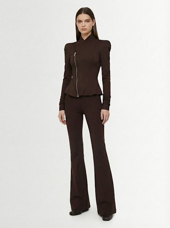 Rick Owens: Dirty Bolan flared high rise pants - Brown - women_1 | Luisa Via Roma