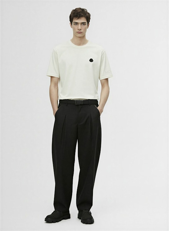 Moncler: Logo cotton t-shirt - White - men_1 | Luisa Via Roma