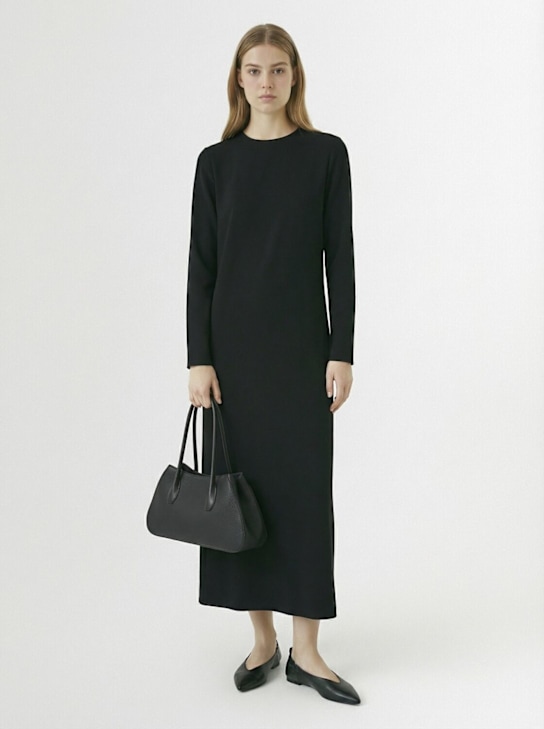 A.EMERY: Lowe long sleeve satin long dress - Black - women_1 | Luisa Via Roma