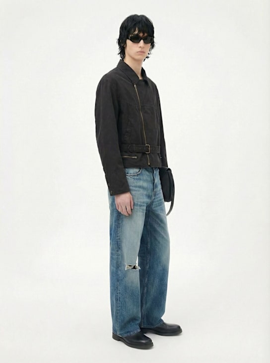 MM6 Maison Margiela: Giacca casual in cotone con zip - Nero - men_1 | Luisa Via Roma